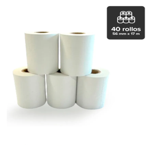 40 Rollos De Papel Térmico 56mm X 17 Metros